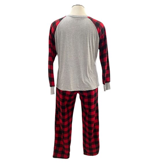Happy Holidays Pajama Set 1X Buffalo Plaid Christmas Lounge Cozy Soft Winter - Picture 9 of 10